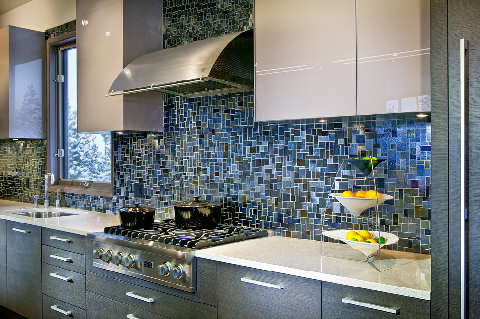 blue backsplash