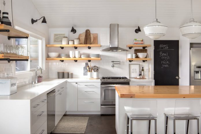 white-kitchen-laminate-gloss-cabinets-open-shelving-wood-finished