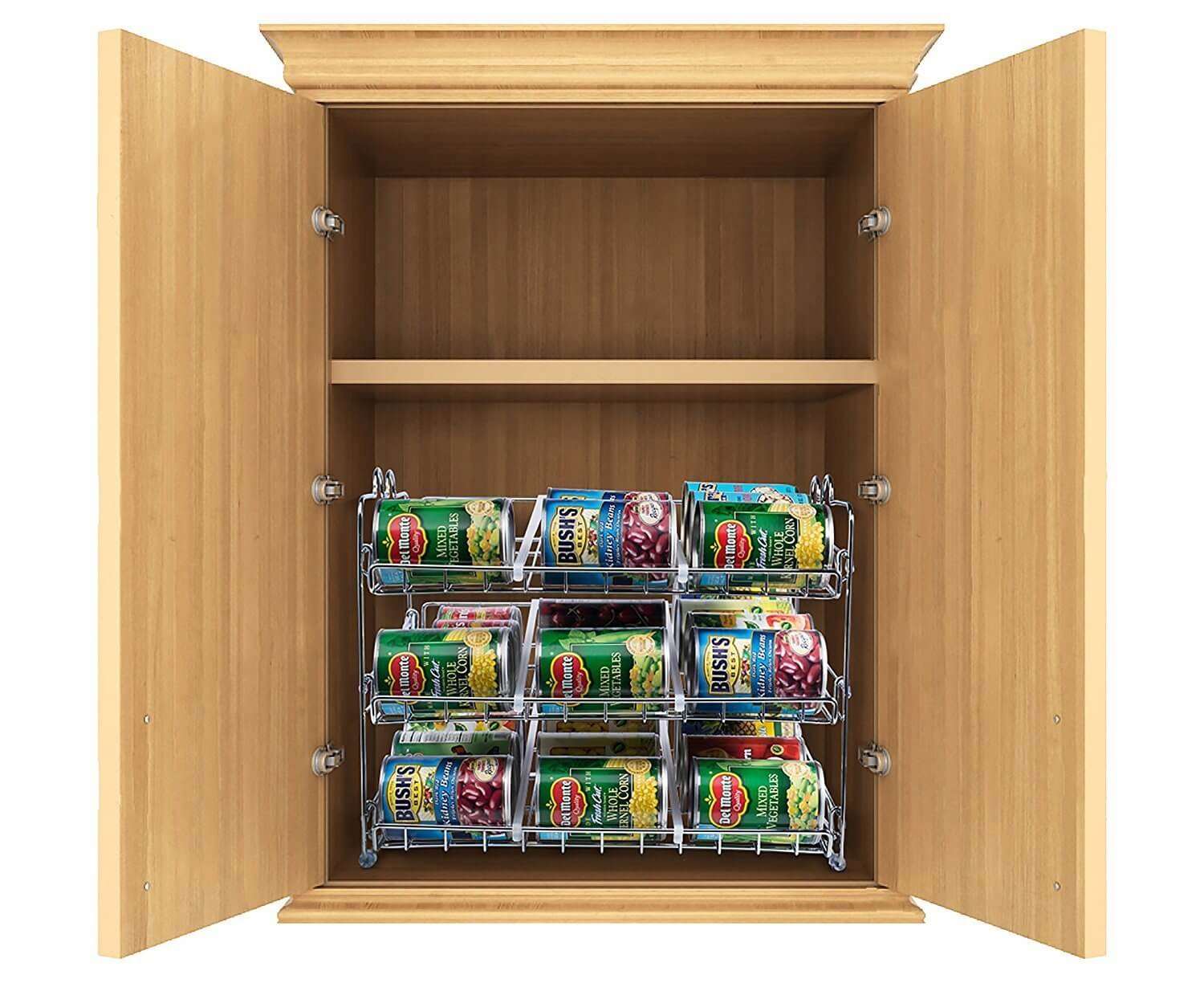 Stackable Can Organizer in Kitchen Cabinet
