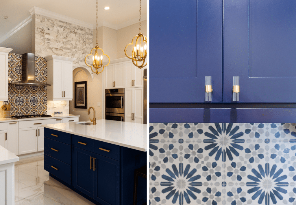 white and blue color combos two tone shaker kitchen cabinets