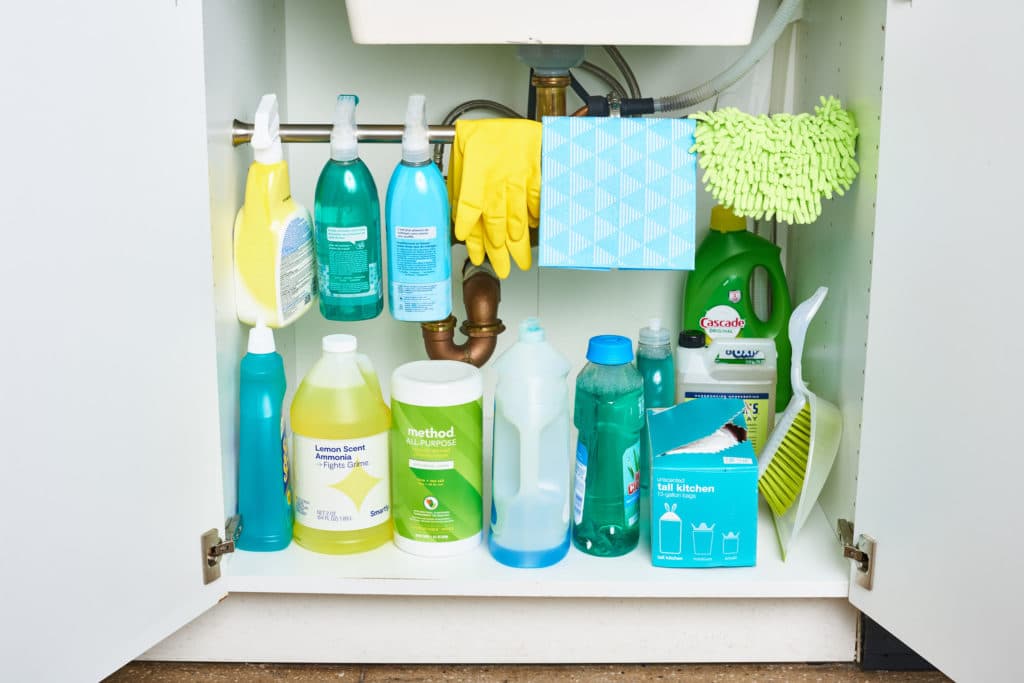 kitchen organization cleaning supplies