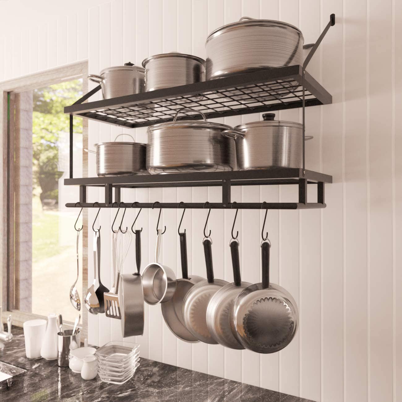 kitchen organization pot pan rack
