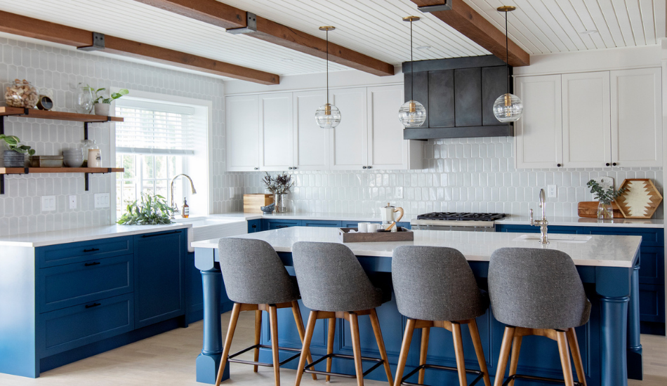 two-toned shaker kitchen cabinets