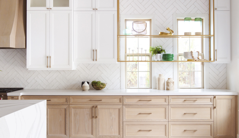 two-toned shaker kitchen cabinets