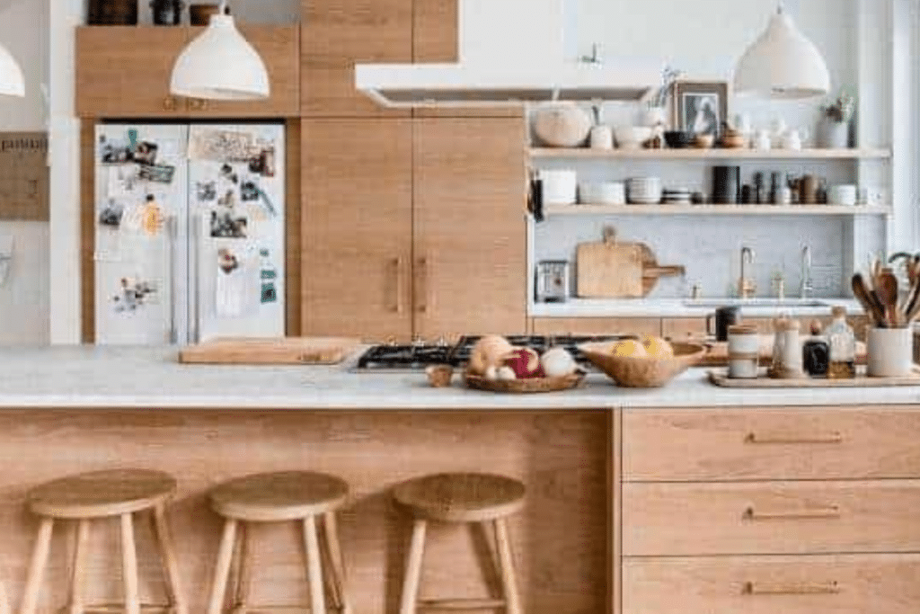 Scandinavian wood on sale kitchen cabinets