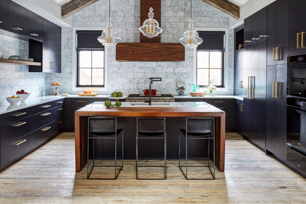 Gray Kitchen Cabinetry with Brass Knobs - Transitional - Kitchen