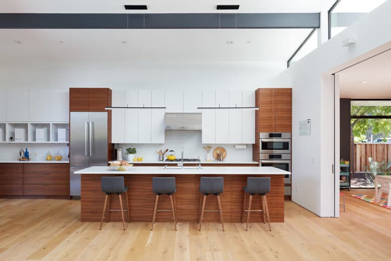 Mid Century Modern Walnut Kitchen Cabinets - Small Bedroom