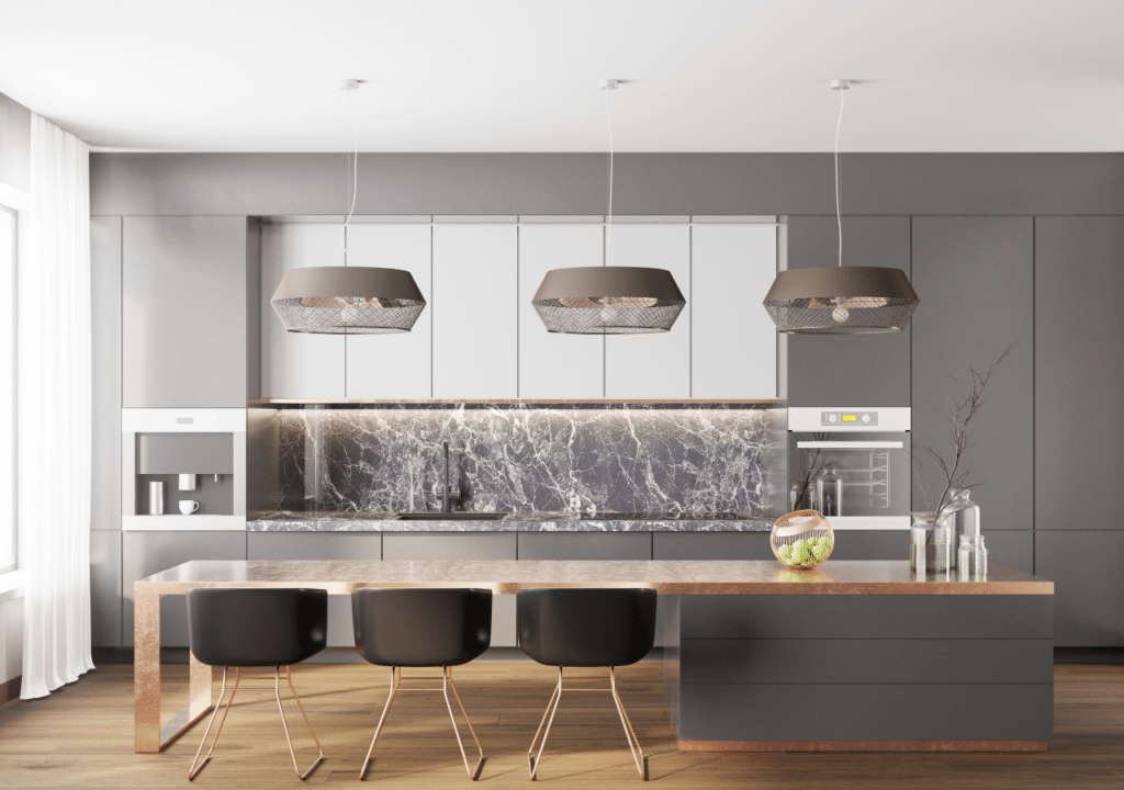 modern kitchen cabinets without handles in neutral colors