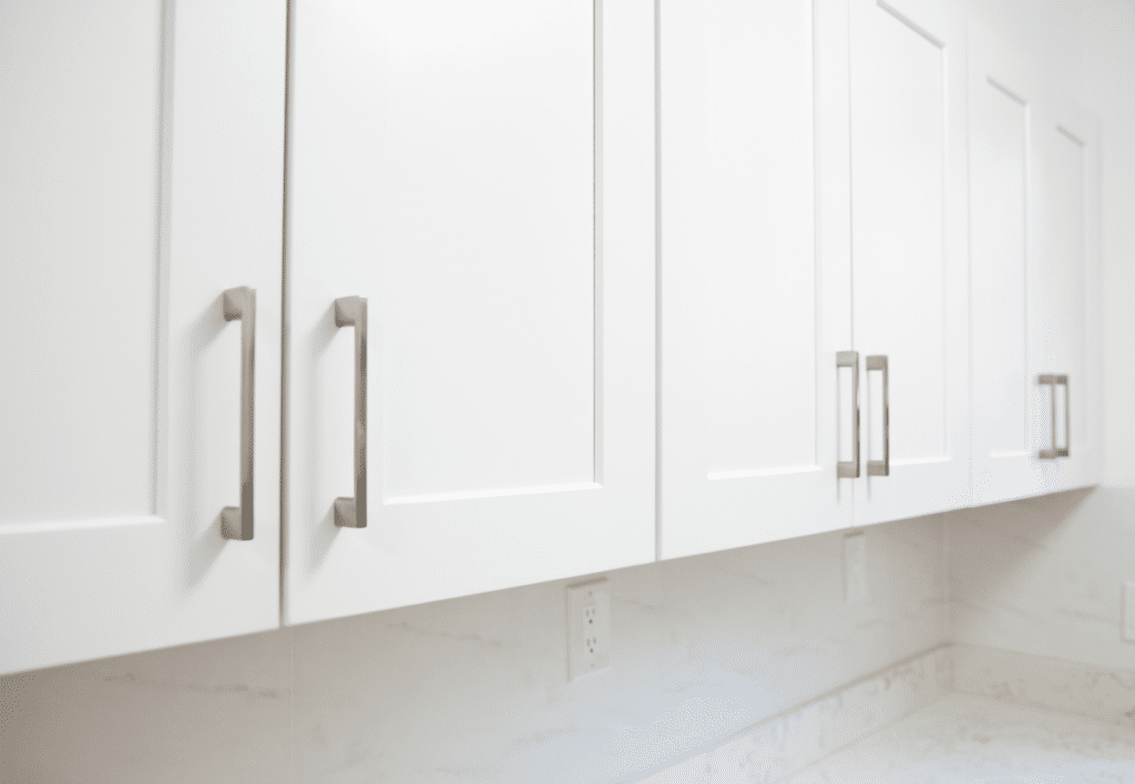 white kitchen cabinets with shaker doors