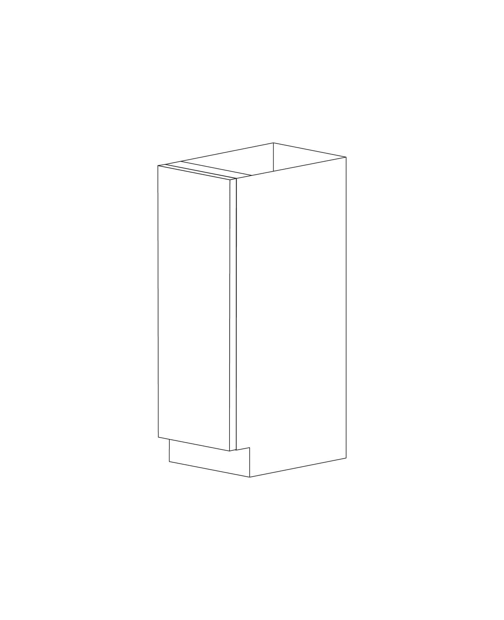 Lucca 12" Base Cabinet - Full Height Door - White Melamine Box - Assembled