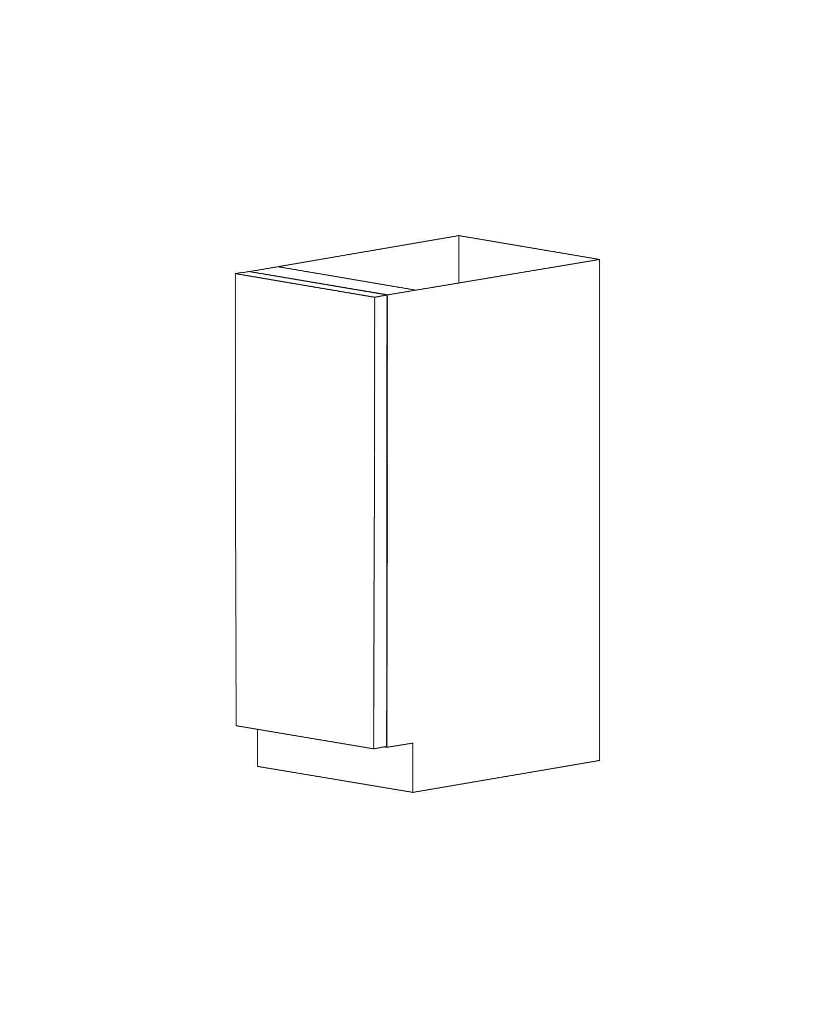 Bella 15" Base Cabinet - Full Height Door - White Melamine Box - Assembled