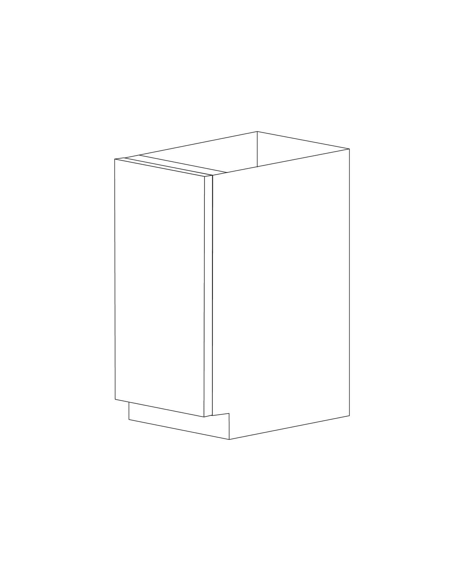 Bella 18" Base Cabinet - Full Height Door - White Melamine Box - Assembled