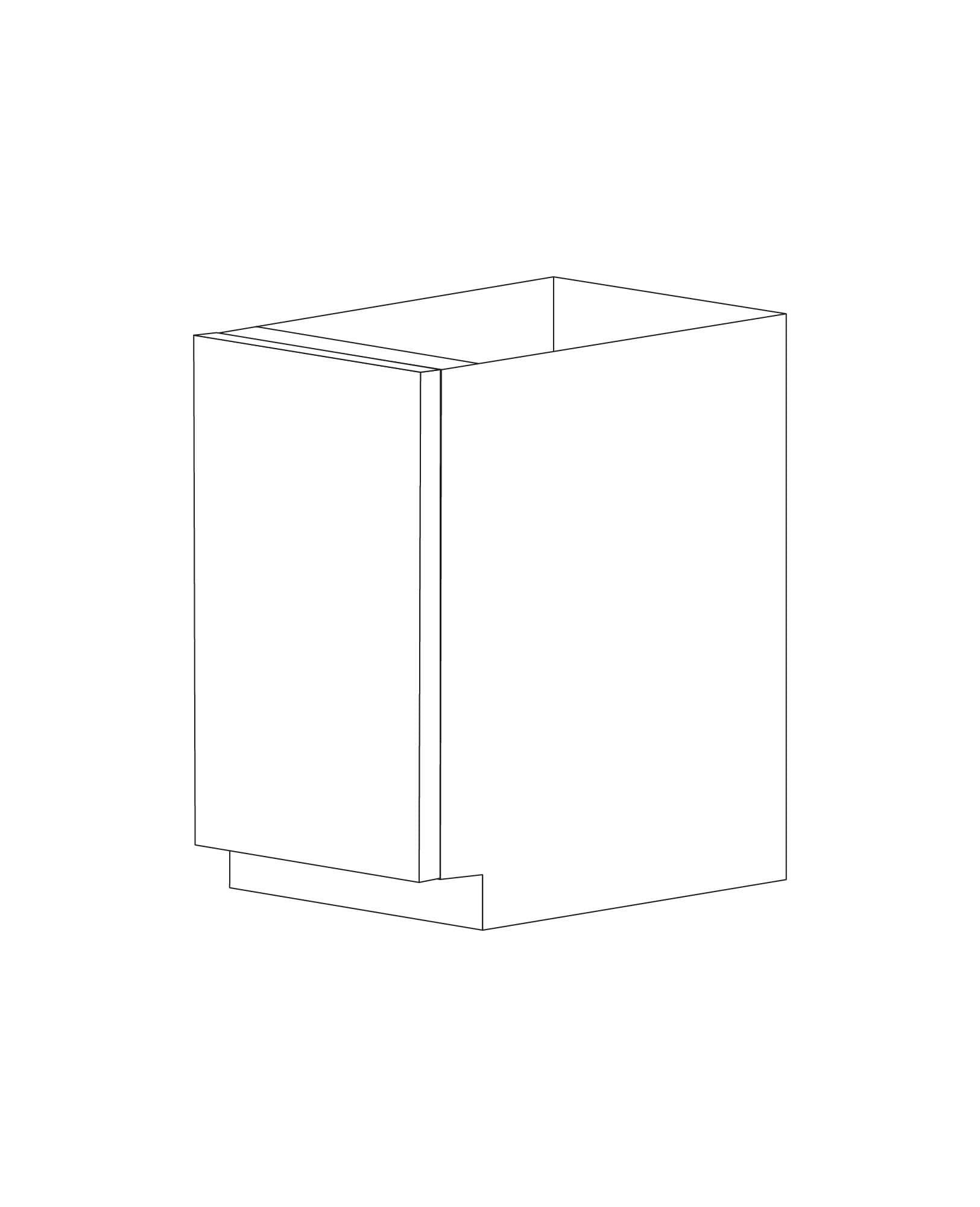 Bella 21" Base Cabinet - Full Height Door - White Melamine Box - Assembled