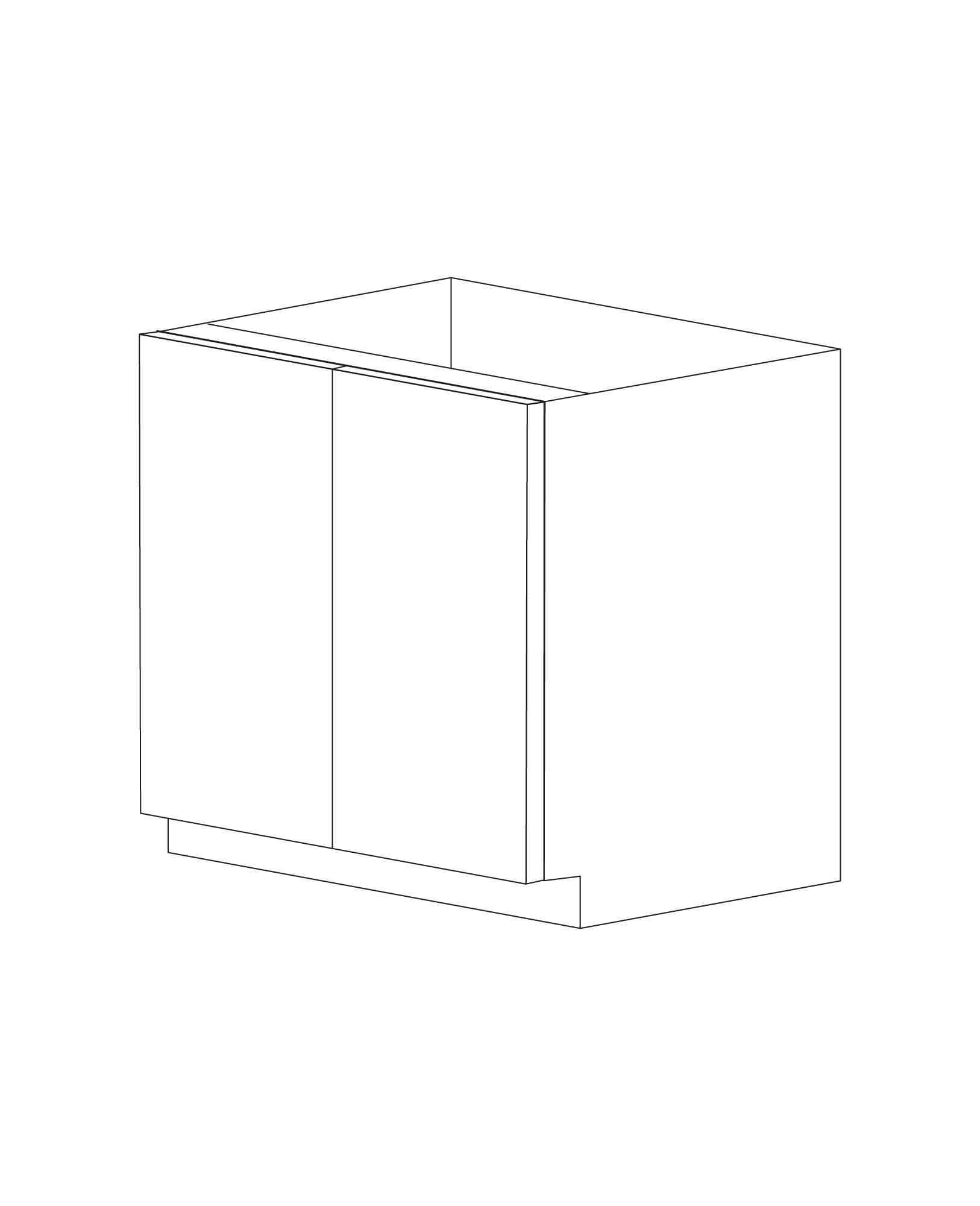 Bella 33" Base Cabinet - Full Height Door - Double Doors - White Melamine Box - Assembled