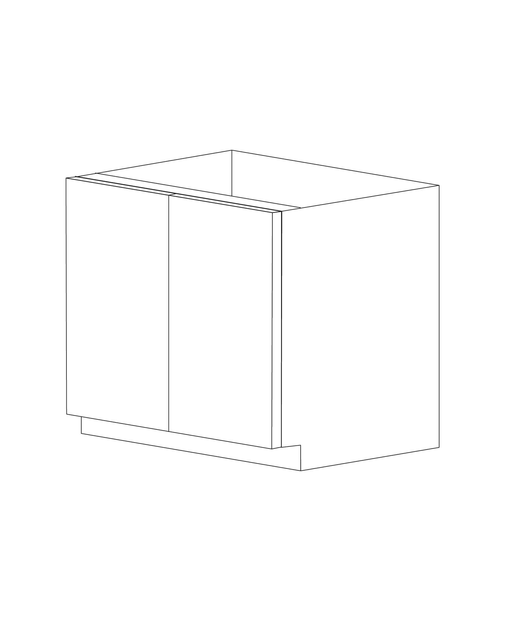 Bella 36" Base Cabinet - Full Height Door - Double Doors - White Melamine Box - Assembled