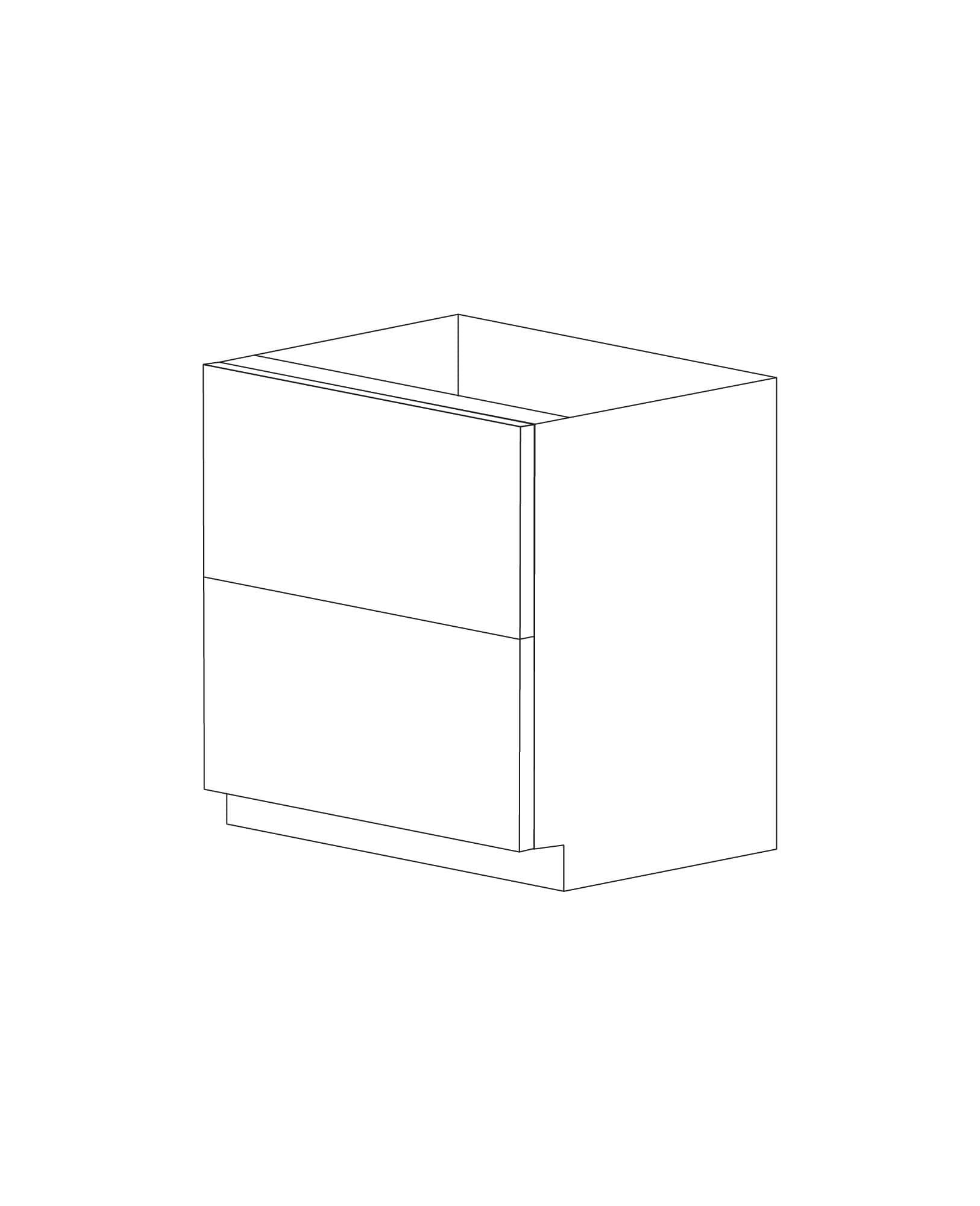 Bella 30" Two Drawer Base Cabinet - White Melamine Box - Assembled