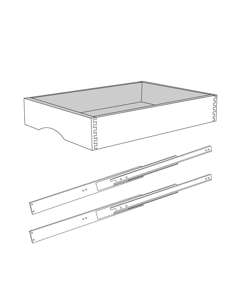 30" Roll Out Drawer with Dovetail Drawer Box - Assembled