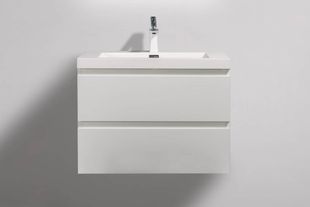 Angela 30 in. Vanity in High Gloss White with Acrylic Vanity Top in High Gloss White with High Gloss White Basin