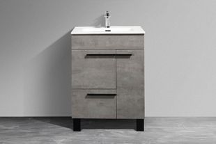 Gill 24 in. Vanity in Cement Grey with Acrylic Vanity Top in White with White Basin