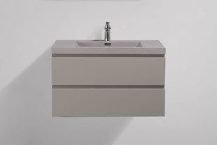 Onni White 36 in. Vanity in Light Grey with Acrylic Vanity Top in White with White Basin