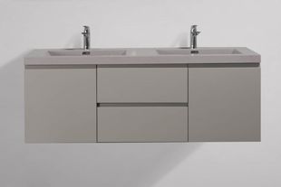 Onni Grey 60 in. Vanity in Light Grey with Acrylic Vanity Top in Grey with Two Grey Basins