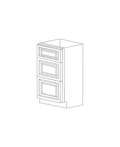 Malibu Ash Taupe 18" Three Drawer Vanity Cabinet - Assembled