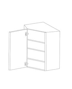 Glossy White 24x42 Wall Diagonal Corner Cabinet - Assembled