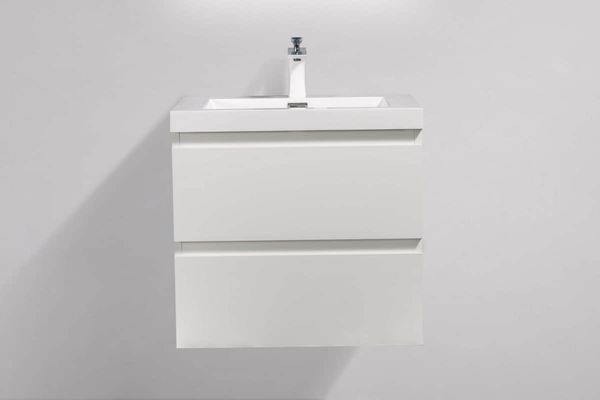 Angela 24 in. Vanity in High Gloss White with Acrylic Vanity Top in High Gloss White with High Gloss White Basin
