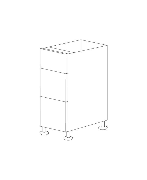 Glossy White 12" Drawer Base Cabinet 3 Drawers - RTA