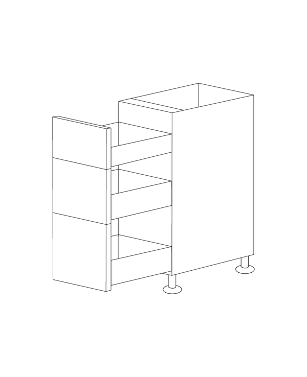 Glossy Gray 12" Drawer Base Cabinet 3 Drawers - RTA