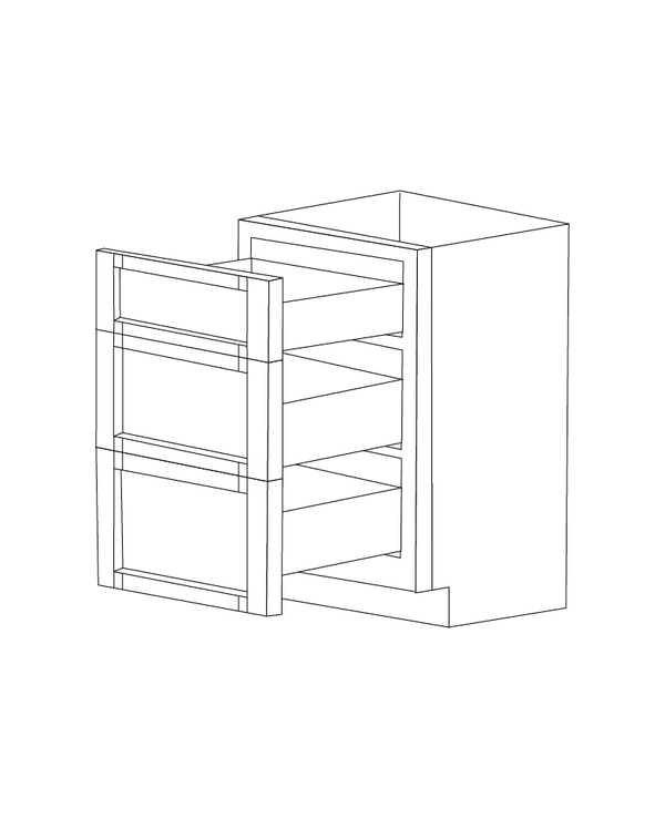 Lexington White Shaker 18x24 Drawer Base Cabinets - 3 Drawers - Assembled