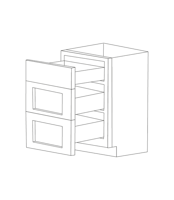 Malibu Grey Shaker 21" Three Drawer Base Cabinet - Assembled