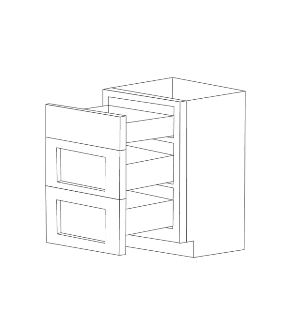 Malibu Grey Shaker 24" Three Drawer Base Cabinet - Assembled