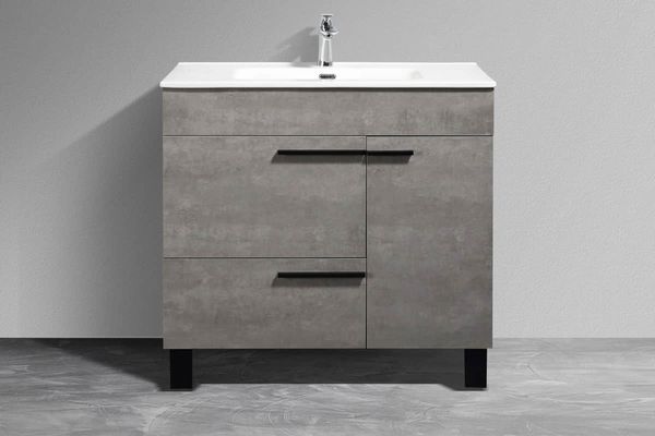 Gill 48 in. Vanity in Cement Grey with Acrylic Vanity Top in White with White Basin