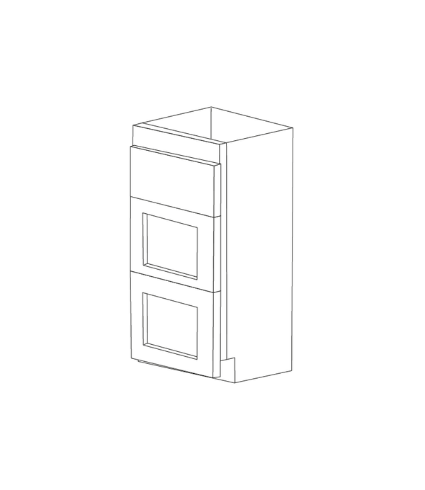 Malibu Grey Shaker 15" Three Drawer Vanity Cabinet - Assembled