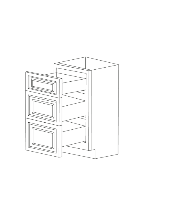 Malibu Ash Taupe 15" Three Drawer Vanity Cabinet - Assembled