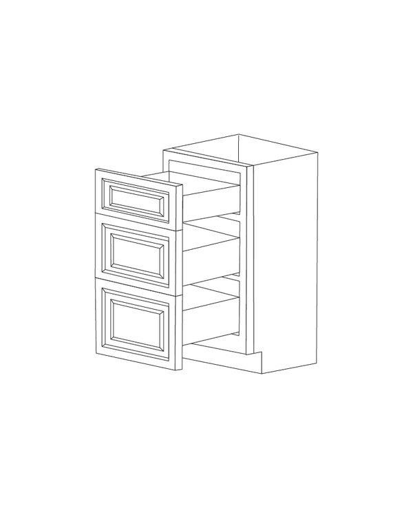 Malibu Ash Taupe 18" Three Drawer Vanity Cabinet - Assembled